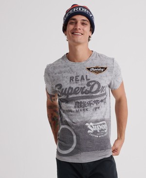 Superdry Vintage Logo Motor Mid Photo Férfi Pólók Szürke | RBYOE1537